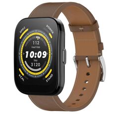 For Amazfit Bip 5 / GTR 4 Press Button 22mm Leather Watch Band(Brown)