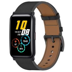 For Honor Watch ES / Magic Watch 2 42mm Press Button 20mm Leather Watch Band(Black)