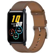 For Honor Watch ES / Magic Watch 2 42mm Press Button 20mm Leather Watch Band(Brown)