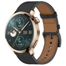 For Honor Watch 4 Pro Press Button 22mm Leather Watch Band(Black)