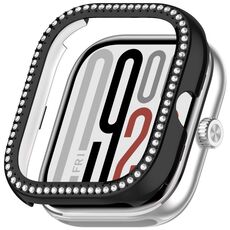 For Redmi Watch 5 Single Row Diamond Half Coverage PC Hollow Watch Protective Case(Black)