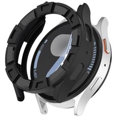 For Samsung Galaxy Watch 7 44mm Armour Hollow TPU Watch Protective Case(Black)