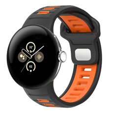 For Google Pixel Watch 3 45mm Two Color Reverse Buckle Silicone Watch Band(Black Orange)