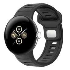 For Google Pixel Watch 3 45mm Two Color Reverse Buckle Silicone Watch Band(Black)