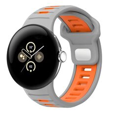 For Google Pixel Watch 3 45mm Two Color Reverse Buckle Silicone Watch Band(Gray Orange)