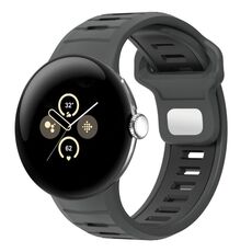 For Google Pixel Watch 3 45mm Two Color Reverse Buckle Silicone Watch Band(Charcoal Black)