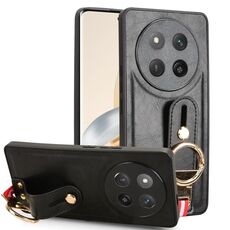Per Honor X60 Pro 5G / X9C 5G Custodia per telefono con cinturino in pelle (nero)