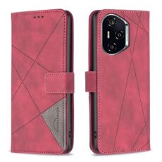 Per Honor 300 Pro / 300 Ultra Custodia per telefono in pelle con fibbia magnetica e trama a rombi (rosso)