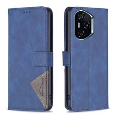 Per Honor 300 Pro / 300 Ultra Custodia per telefono in pelle con fibbia magnetica e trama a rombi (blu)