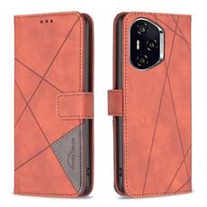 Per Honor 300 Pro / 300 Ultra Custodia per telefono in pelle con fibbia magnetica e trama a rombi (marrone)