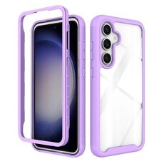 Per Samsung Galaxy S24 FE 5G Starry Sky Custodia per telefono in TPU trasparente antiurto in tinta unita per PC (viola)