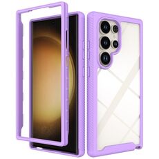 Per Samsung Galaxy S24 Ultra 5G Starry Sky Tinta Unita Antiurto TPU Trasparente Custodia per PC (Viola)