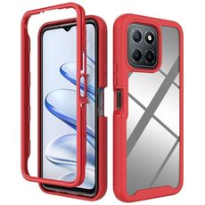 Per Honor X8 5G / X6 4G / 70 Lite Custodia per telefono in TPU trasparente antiurto con cielo stellato a tinta unita (rosso)