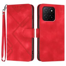 Per Honor X5b / X5b Plus Custodia per telefono in pelle con motivo a linee globali (rosso)