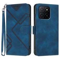 Per Honor X5b / X5b Plus Custodia per telefono in pelle con motivo a linee globali (blu reale)