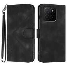 Per Honor X5b / X5b Plus Custodia per telefono in pelle con motivo a linee globali (nero)