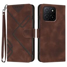 Per Honor X5b / X5b Plus Custodia per telefono in pelle con motivo a linee globali (caffè)