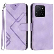 Custodia per telefono in pelle con motivo a linee globali per Honor X5b / X5b Plus (viola chiaro)