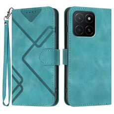 Custodia per telefono in pelle con motivo a linee globali per Honor X5b / X5b Plus (azzurro chiaro)