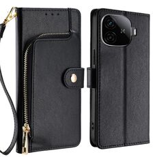 Per vivo iQOO Z9 Turbo Custodia in pelle con cerniera (nero)