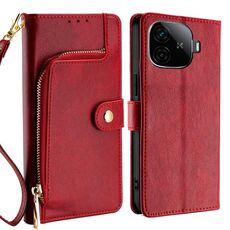 Per vivo iQOO Z9 Turbo Custodia in pelle con cerniera (rosso)