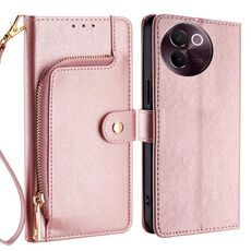 Per vivo V30e 5G Global Zipper Bag Custodia in pelle per telefono (oro rosa)