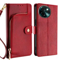 Per vivo Y38 5G / T3x Global Zipper Bag Custodia in pelle per telefono (rosso)