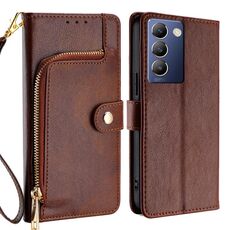 Per vivo Y100 5G IDN Custodia in pelle con cerniera (marrone)