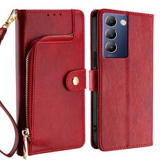 Per vivo Y100 5G IDN Custodia in pelle con cerniera (rosso)