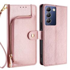 Per vivo Y100 5G IDN Custodia in pelle con cerniera (oro rosa)