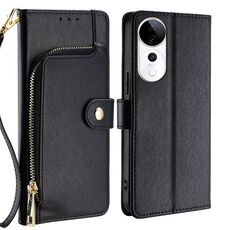 Per vivo S19 Pro Custodia per telefono in pelle con cerniera (nero)