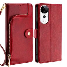 Per vivo S19 Pro Custodia per telefono in pelle con cerniera (rosso)
