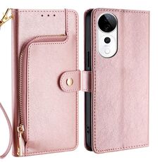 Per vivo S19 Pro Custodia per telefono in pelle con cerniera (oro rosa)