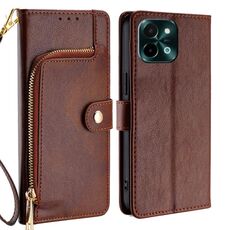 Per vivo Y28 4G Custodia in pelle con cerniera (marrone)