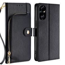 Per Honor 200 Pro 5G Custodia in pelle con cerniera (nero)