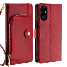 Per Honor 200 Pro 5G Custodia per telefono in pelle con cerniera (rosso)