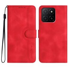 Per Honor X5b / X5b Plus Custodia per telefono in pelle con motivo a cuore globale (rosso)