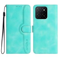 Custodia per telefono in pelle con motivo a cuore per Honor X5b / X5b Plus (blu chiaro)
