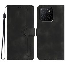 Per Honor X5b / X5b Plus Custodia per telefono in pelle con motivo a cuore globale (nero)