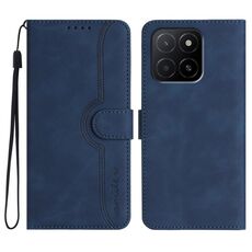 Per Honor X5b / X5b Plus Custodia per telefono in pelle con motivo a cuore globale (blu reale)