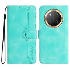 Custodia per telefono in pelle con motivo a cuore per Honor X9c Global (azzurro chiaro)