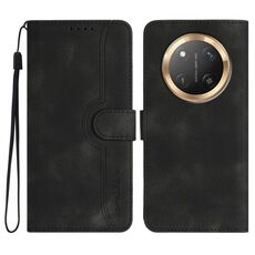 Custodia per telefono in pelle con motivo a cuore globale per Honor X9c (nero)