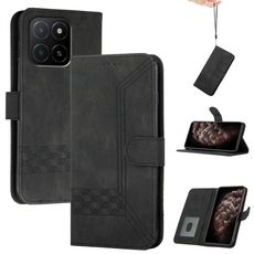 Per Honor X5b / X5b Plus Custodia per telefono in pelle con effetto pelle cubica globale (nero)