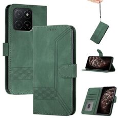 Per Honor X5b / X5b Plus Custodia per telefono in pelle con effetto pelle cubica globale (verde)