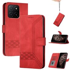 Per Honor X5b / X5b Plus Custodia per telefono in pelle con effetto pelle cubica globale (rosso)