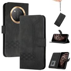 Custodia per telefono in pelle Flip Cubic Skin Feel per Honor X9c Global (nero)