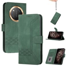 Custodia per telefono in pelle Flip Cubic Skin Feel per Honor X9c Global (verde)