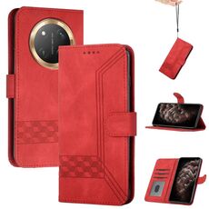 Custodia per telefono in pelle Flip Cubic Skin Feel per Honor X9c Global (rosso)
