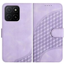 Custodia in pelle per telefono con testa di elefante in rilievo per Honor X5b / X5b Plus Global con cordino (viola chiaro)