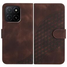 Custodia in pelle per telefono con testa di elefante in rilievo per Honor X5b / X5b Plus Global con cordino (caffè)